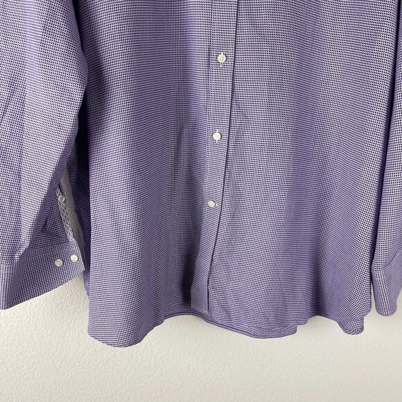 Ted Baker Endurance Shirt Mens 17 34/35 Purple Print Button Up Purple Flip Cuff - Picture 3 of 11